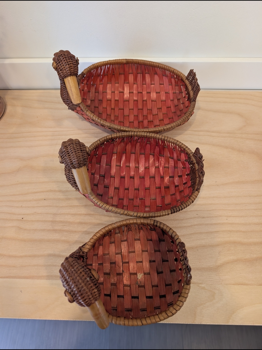 Vintage Wicker Goose Nesting Baskets – Cottagecore Farmhouse Charm - Picture 8 of 9